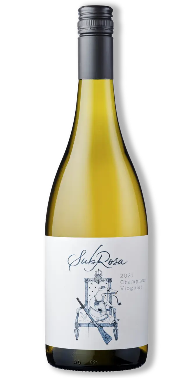 Bottle of SubRosa 2021 Viognier, wine sourced from the Grampians